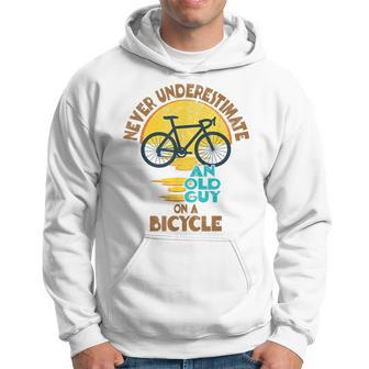 Never Underestimate An Old Guy On A Bicycle | Bike Lovers Gift For Mens Hoodie - Seseable