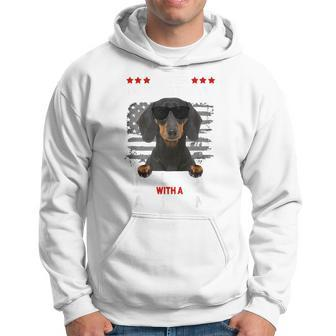 Never Underestimate An Old Man With A Dachshund Dog Dad Old Man Funny Gifts Hoodie | Mazezy