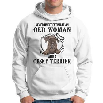Never Underestimate An Old Woman With A Cesky Terrier Old Woman Funny Gifts Hoodie | Mazezy