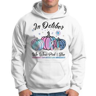 In October We Wear Pink Blue Pregnancy Infant Loss Awareness Hoodie - Seseable