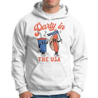 Party In The Usa 4Th Of July Cute Soda And Hotdog Patriotic Hoodie | Mazezy