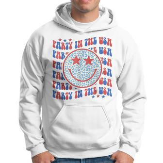 Party In The Usa Hippie Smile Face Leopard 4Th Of July Hoodie - Seseable