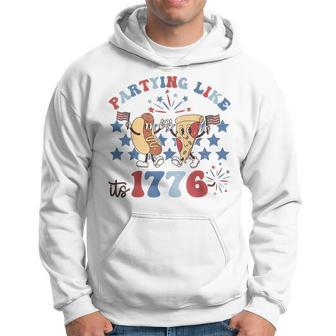 Partying Like It’S 1776 Pizza Hotdog Usa Flag 4Th Of July Hoodie | Mazezy
