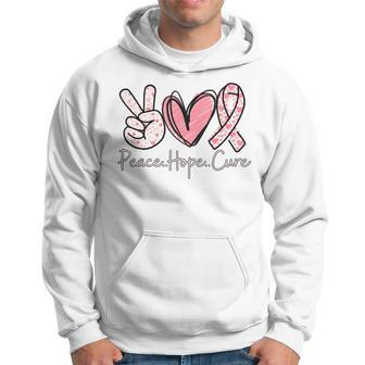 Peace Hope Cure Breast Cancer Awareness Family Support Pink Hoodie - Monsterry DE