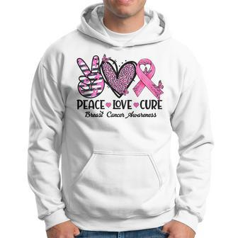 Peace Love Cure Pink Ribbon Heart Breast Cancer Awareness Hoodie | Mazezy DE