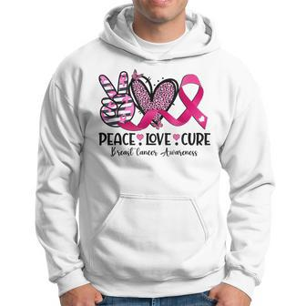 Peace Love Cure Pink Ribbon Leopard Cancer Breast Awareness Hoodie | Mazezy