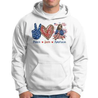Peace Love Wirehaired Pointing Griffon Dog Patriotic America Hoodie | Mazezy