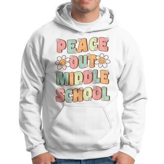 Peace Out Middle School Graduation Groovy Last Day Of School Hoodie | Mazezy