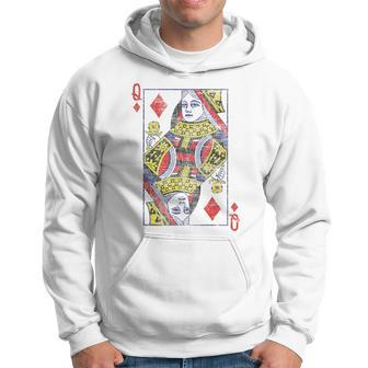 Queen Of Diamonds Card Costume Poker Distressed Hoodie | Mazezy AU