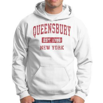 Queensbury New York Ny Vintage Sports Red Hoodie | Mazezy