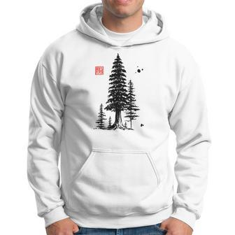 Redwood Trees Forest Sumi-E Hoodie | Mazezy