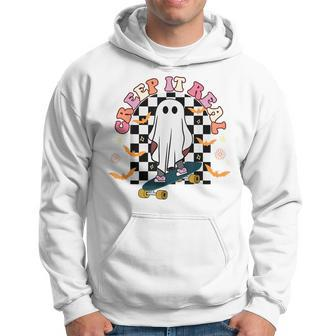 Retro Halloween Creep It Real Vintage Ghost Halloween IT Funny Gifts Hoodie | Mazezy
