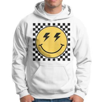 Retro Happy Face Checkered Pattern Smile Face Trendy Smiling Hoodie | Mazezy