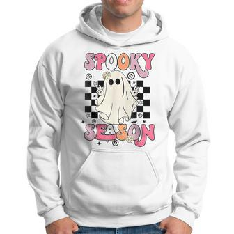 Retro Hippie Halloween Cute Ghost Spooky Season Hoodie - Monsterry