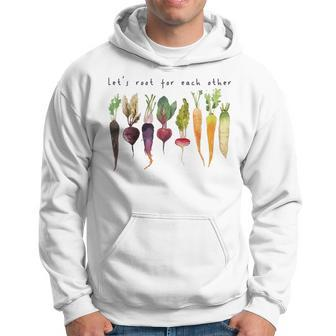 Retro Lets Root For Each Other Cute Veggie Funny Vegan Hoodie - Seseable