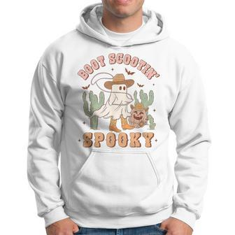 Retro Western Halloween Cowboy Ghost Boot Scootin Spooky Hoodie - Seseable