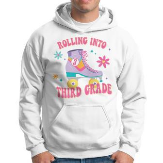Rolling Into Third Grade First Day Of School Retro Groovy Hoodie | Mazezy