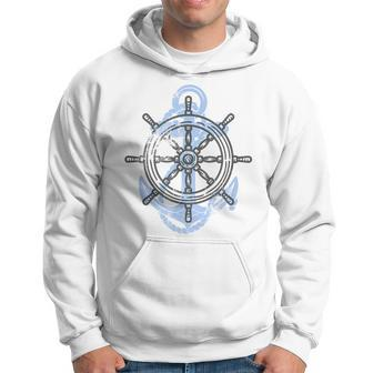 Rudder Anchor Sring Wheel Sailing Boat North Maritime Hoodie | Mazezy