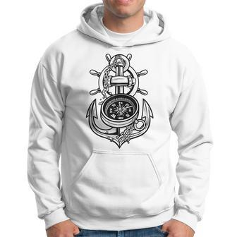 Sailing Boat Captain Sring Wheel Compass Anchor Hoodie | Mazezy