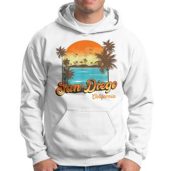 San Diego Beach Summer Vacation Sunset Palm Trees San Diego Funny Gifts Hoodie | Mazezy
