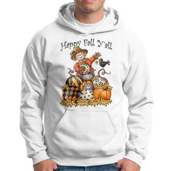 Scarecrow Happy Fall Yall Pumpkin Thanksgiving Halloween Hoodie - Thegiftio UK