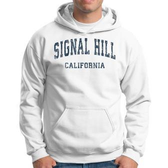 Signal Hill California Ca Vintage Varsity Sports Navy Hoodie | Mazezy