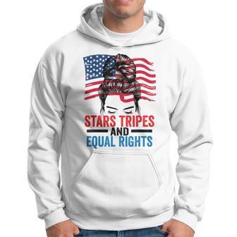 Stars Stripes And Equal Rights Messy Bun Equal Rights Funny Gifts Hoodie | Mazezy AU