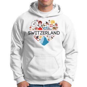 Switzerland Love Illustrated Swiss Symbol Alpine Hoodie | Mazezy