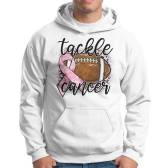 Tackle Breast Cancer Leopard Football Pink Ribbon Awareness Hoodie - Seseable
