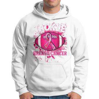 Tackle Football Pink Ribbon Breast Cancer Awareness Boy Kids Hoodie - Seseable