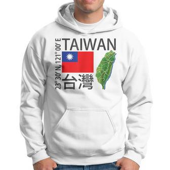 Taiwan Flag And Map Latitude Longitude Coordinates Hoodie | Mazezy CA