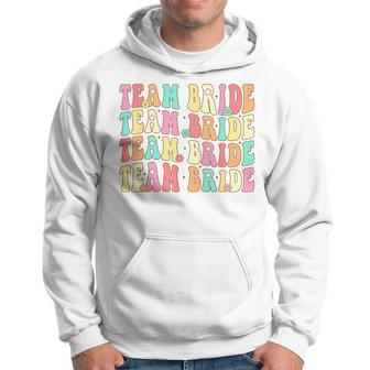 Team Bride I Do Crew Retro Groovy Bachelorette Party Hoodie - Thegiftio UK