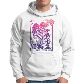 The Lovers Tarot Card Occult Goth Bi Pride Gothic Kissing Hoodie | Mazezy
