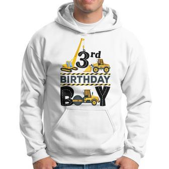 Three Year Old Party 3Rd Birthday Boy Construction Truck Car Hoodie | Mazezy