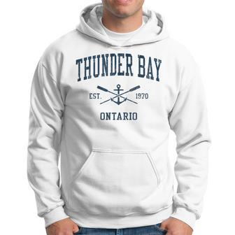 Thunder Bay Vintage Navy Crossed Oars & Boat Anchor Hoodie | Mazezy