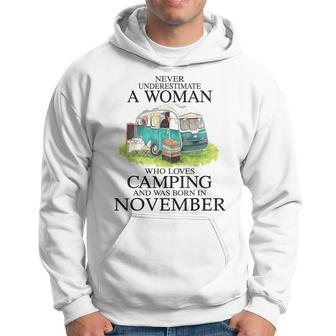 Never Underestimate Who Loves Camping November Hoodie - Monsterry DE