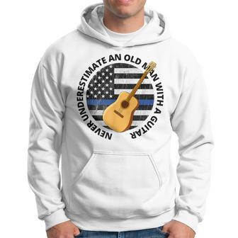 Never Underestimate An Old Man With A Guitar Police Musician Hoodie - Thegiftio UK