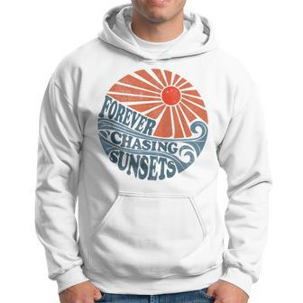Vintage Forever Chasing Sunsets Retro 70S Beach Vacation Hoodie - Seseable