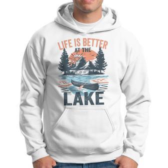 Vintage Retro Life Is Better At The Lake Lake Life Funny Hoodie | Mazezy
