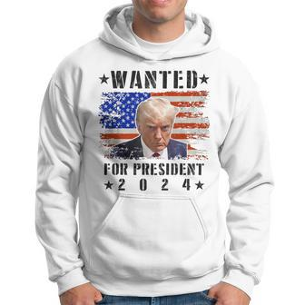 Wanted Donald Trump For President 2024 Trump Shot Flag Hoodie | Mazezy