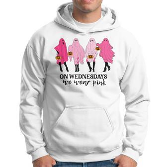 On Wednesday We Wear Pink Ghost Halloween Hoodie | Mazezy