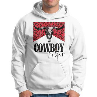 Western Cowgirl Leopard Punchy Cowboy Killers Bull Horn Hoodie | Mazezy AU