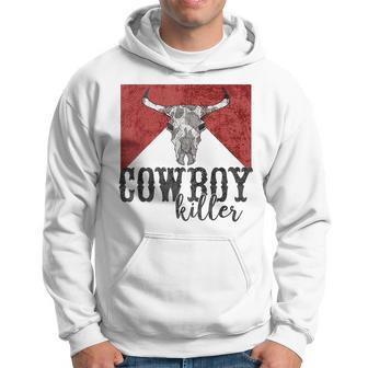 Western Cowgirl Vintage Punchy Cowboy Killers Bull Skull Hoodie | Mazezy