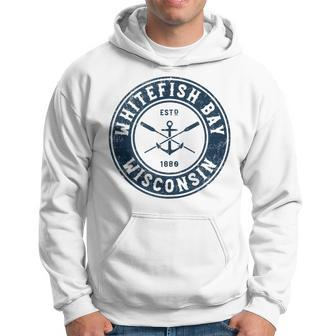 Whitefish Bay Wisconsin Wi Vintage Boat Anchor & Oars Hoodie | Mazezy
