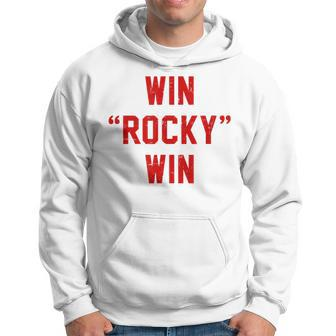 Win Rocky Win Pre-Distessed Font Hoodie - Seseable