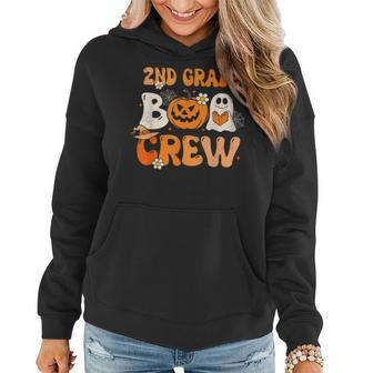 2Nd Grade Boo Crew Teacher Student Halloween Groovy Ghost Women Hoodie | Mazezy