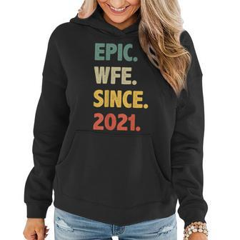 2Nd Wedding Anniversary For Her Epic Wife Since 2021 Women Hoodie | Mazezy