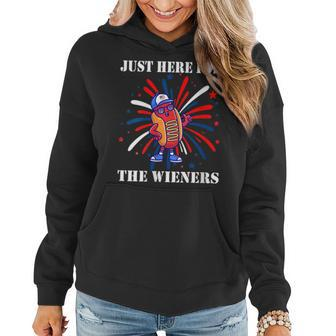 4Th Fourth Of July Just Here For The Wieners Funny Hot Dog Gift For Womens Women Hoodie | Mazezy