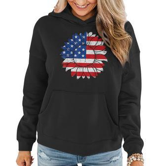 4Th Of July Sunflower Flag Usa American Patriotic Women Hoodie | Mazezy