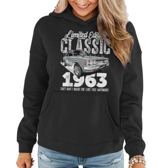60Th Birthday Vintage Classic Car 1963 Bday 60 Year Old 60Th Birthday Funny Gifts Women Hoodie | Mazezy